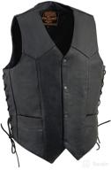 men's black leather classic side lace biker vest by milwaukee leather logo