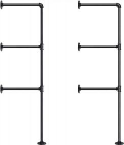 img 1 attached to Industrial Wall Mounted Iron Pipe Shelving Bracket: Perfect For Garage Storage & Home Decor!