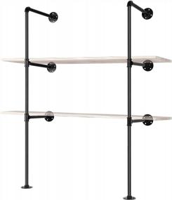 img 4 attached to Industrial Wall Mounted Iron Pipe Shelving Bracket: Perfect For Garage Storage & Home Decor!