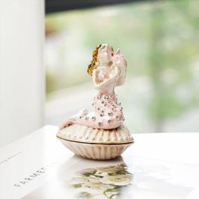 img 1 attached to Hand-Painted Mermaid On Seashell Trinket Box - 2.7'' Collectible Enameled Jewelry Holder For Rings & Sea Animal Figurine For Creative Home Decor, Art Gifts & Wedding Souvenirs By YU FENG