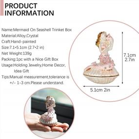 img 3 attached to Hand-Painted Mermaid On Seashell Trinket Box - 2.7'' Collectible Enameled Jewelry Holder For Rings & Sea Animal Figurine For Creative Home Decor, Art Gifts & Wedding Souvenirs By YU FENG