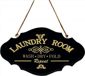 img 4 attached to Vintage Rustic Laundry Room Sign - TISOSO Wash Dry Fold Plaque In Classic Wood Finish, 6X11 Inch, Perfect For Bathroom Or Home Décor