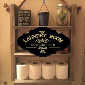 img 2 attached to Vintage Rustic Laundry Room Sign - TISOSO Wash Dry Fold Plaque In Classic Wood Finish, 6X11 Inch, Perfect For Bathroom Or Home Décor