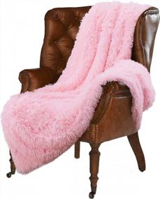 img 2 attached to LOCHAS Super Soft Shaggy Faux Fur Blanket, Plush Washable Bed Throw Decorative Cozy Sherpa Fluffy Blankets For Couch Chair Sofa (Baby Pink 50" X 60")