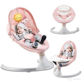 img 4 attached to BABY K Pink Infant Swing with Tray - Enhance Newborn Sleep with 👶 a Soothing Rocker - Features Various Modes, Music & Hanging Toys - Portable Baby Swing