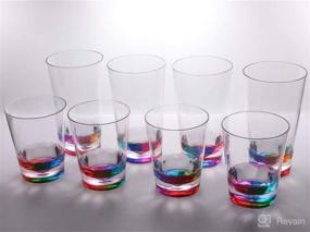 img 4 attached to 🌈 Get Colorful with BPA Free 14oz and 22oz Acrylic Glasses - Set of 8, Vibrant Rainbow Design!