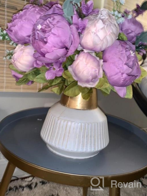 img 1 attached to Beautiful Gold Artificial Peony Bouquet For Home Decor, Weddings & Christmas! review by Nancy Ruesink