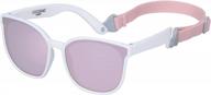 uv protecting vintage square frame baby sunglasses with strap - ideal for infant, baby, and toddler girls and boys aged 3-24 months - cocosand logo