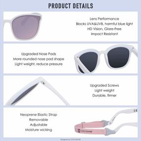 img 1 attached to UV Protecting Vintage Square Frame Baby Sunglasses With Strap - Ideal For Infant, Baby, And Toddler Girls And Boys Aged 3-24 Months - COCOSAND