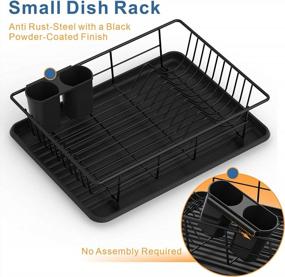 img 1 attached to GSlife Dish Drying Rack, Small Dish Rack Set With A Sink Grid, Compact Dish Drainer For Kitchen Counter Cabinet, Black