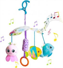 img 4 attached to Cute Car Seat Hanging Toys For Baby 0-36 Months - Ocean Animal Soft Rattles BB Squeaker Distorting Wind Chime With C Clip