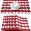 add charm to your dining table with dolopl valentine's day red and white buffalo check placemats set of 6 - easy to clean and perfect for farmhouse table decorations! logo