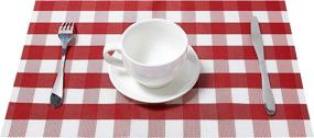 img 3 attached to Add Charm To Your Dining Table With DOLOPL Valentine'S Day Red And White Buffalo Check Placemats Set Of 6 - Easy To Clean And Perfect For Farmhouse Table Decorations!