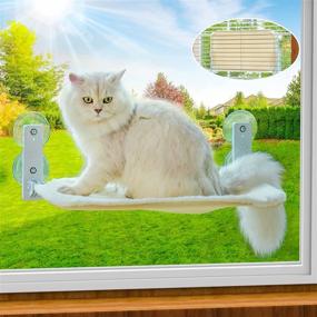 img 4 attached to Cat Window Perch: Foldable Hammock with Steel Frame, Strong Suction Cup Mount, and Comfy Resting Window Seat for Indoor Cats - White