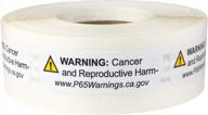 california proposition 65 cancer and reproductive harm adhesive warning labels, short-form sticker pack, 0.5" x 1.5", pack of 500 logo