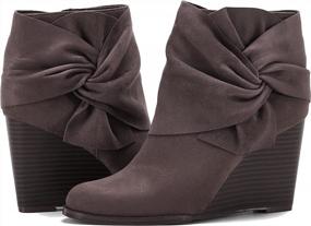 img 3 attached to Winter Chic: Fashare Women'S Bow Knot Wedge Booties With Stacked Heels For Ankle-Length Style
