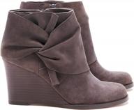 winter chic: fashare women's bow knot wedge booties with stacked heels for ankle-length style logo