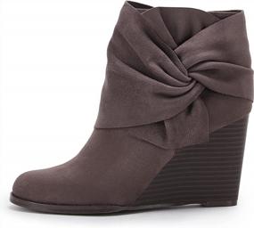 img 1 attached to Winter Chic: Fashare Women'S Bow Knot Wedge Booties With Stacked Heels For Ankle-Length Style