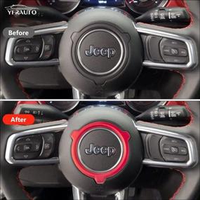 img 3 attached to 🚙 Enhance Your Jeep Wrangler JL JK Gladiator: YFRAUTO Steering Wheel Cover Decals & Red Interior Accessories (2018-2022)