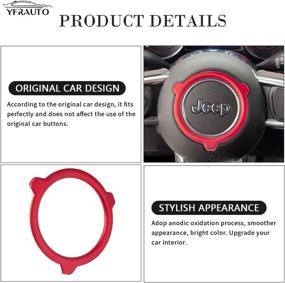 img 2 attached to 🚙 Enhance Your Jeep Wrangler JL JK Gladiator: YFRAUTO Steering Wheel Cover Decals & Red Interior Accessories (2018-2022)