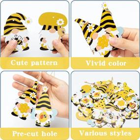 img 2 attached to 25-Pack Yellow Honeybee Gnome With Hat Wooden Pendant For Summer Animal Themed Party Decor, Hanging Tag With Rope For Birthday And Holiday Party Favors - WATINC