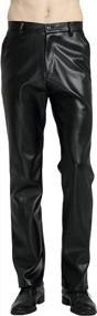 img 4 attached to Mens High Waist Business Casual Straight Leg PU Faux Leather Biker Pants - Yeokou