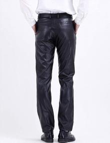 img 1 attached to Mens High Waist Business Casual Straight Leg PU Faux Leather Biker Pants - Yeokou