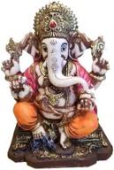 lord ganesh ganpati elephant hindu ganesha god statue - the blessing in multi-color made from marble powder, handcrafted in india logo