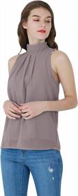 img 3 attached to Stylish Summer Tank Tops: YMING Womens Loose Chiffon Blouses In Solid Colors With Halter Neck And Plus Sizes