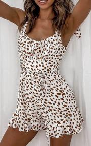 img 3 attached to Stylish And Comfortable Sleeveless Polka Dot Print Jumpsuit With Drawstring And Ruffle Hem For Women'S Summer Fashion