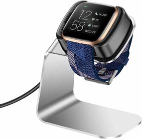 img 4 attached to Charging Dock Station For Fitbit Versa 2 - Includes 4.5Ft USB Cable, Stand, And Cradle - Silver - Ideal Replacement Accessory For Versa 2 Smart Watch