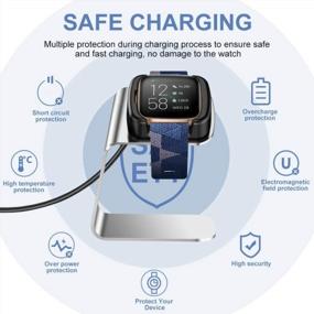 img 2 attached to Charging Dock Station For Fitbit Versa 2 - Includes 4.5Ft USB Cable, Stand, And Cradle - Silver - Ideal Replacement Accessory For Versa 2 Smart Watch