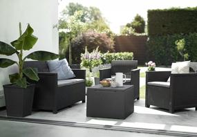 img 1 attached to Stylish Outdoor Furniture: Keter Emma Corfu Coffee Table With All-Weather Storage For Gardens And Backyards In Grey