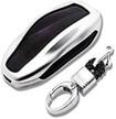 coolko tesla newest and improved premium aluminum metal alloy shell holder case car key fob - tesla model s (silver) 1 piece logo