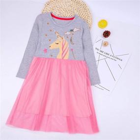 img 2 attached to 🌈 Auranso Rainbow Girls' Sleeve Cotton Dresses: Vibrant Clothing for Trendy Girls