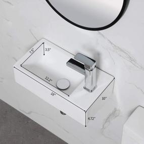 img 3 attached to HOROW Bathroom Small Wall Mount Rectangle Corner Sink White Porcelain Ceramic Vessel Sink, Right Hand