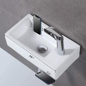 img 2 attached to HOROW Bathroom Small Wall Mount Rectangle Corner Sink White Porcelain Ceramic Vessel Sink, Right Hand