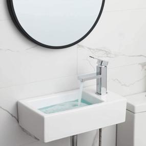 img 4 attached to HOROW Bathroom Small Wall Mount Rectangle Corner Sink White Porcelain Ceramic Vessel Sink, Right Hand