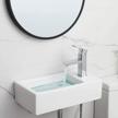 horow bathroom small wall mount rectangle corner sink white porcelain ceramic vessel sink, right hand logo
