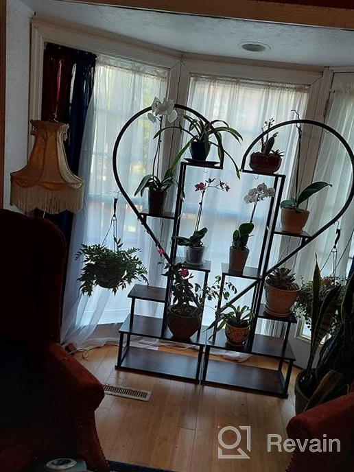 img 1 attached to 2 Pack Half Heart Shape Ladder Plant Stand For Indoor Plants - 6 Tier Metal Shelf Rack For Home Patio Lawn Garden By POTEY review by Haji Anderson