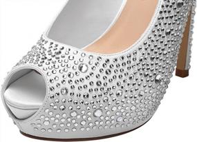 img 1 attached to Sparkling Elegance: Women'S High Heel Rhinestone Platform Pumps For Weddings And Special Occasions