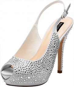 img 4 attached to Sparkling Elegance: Women'S High Heel Rhinestone Platform Pumps For Weddings And Special Occasions