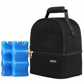 img 4 attached to NCVI Breastmilk Cooler Bag With Ice Pack, Insulated Lunch Bag For Women Men, Baby Bottle Bag Fits 6 Bottles For Nursing Mom Daycare, Double Deck Cooling Bag, Work, School, Picnic (Black)
