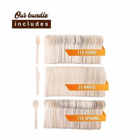 img 2 attached to Biodegradable Disposable Wooden Cutlery Utensils – (Pack Of 275) 110 Forks 55 Knives 110 Spoons 5.5-Inch Set Eco-Friendly Compostable And Disposable Silverware Kit Party Supplies Events