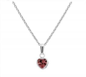 img 1 attached to Очаровательное 13-дюймовое ожерелье с подвеской в ​​виде сердца из стерлингового серебра для маленьких девочек с имитацией камня по рождению