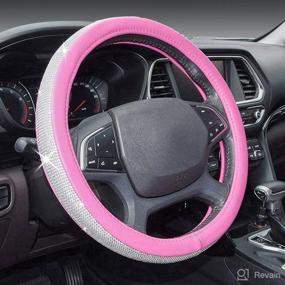 img 2 attached to Blueshyhall Steering Wheel Cover Leather With Bling Bling Rhinestones Crystals Auto Car For Girls