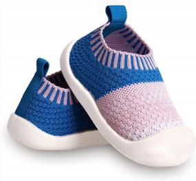 img 4 attached to Soft Sole Breathable Trainers For Boys And Girls: First Walking Shoes For Toddlers 1-4 Years | Lightweight, Non-Slip, Slip-On Sneakers With TPR Material, Cotton Canvas, And Mesh For Outdoor Use.
