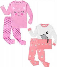 img 4 attached to Cozy And Comfortable: KikizYe'S 100% Cotton Long Sleeve Pajamas For Little Big Girls