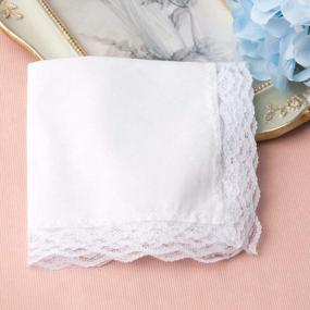 img 2 attached to Soft And Stylish: Houlife 100% Cotton Handkerchiefs With White Lace For Women'S Wedding And Party Needs