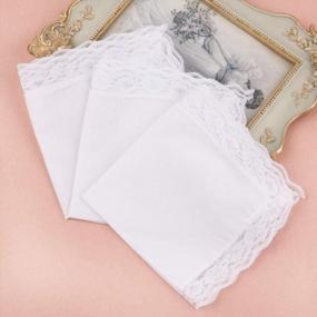 img 3 attached to Soft And Stylish: Houlife 100% Cotton Handkerchiefs With White Lace For Women'S Wedding And Party Needs